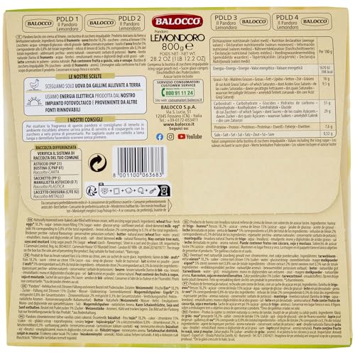 Balocco Pandoro Lemondoro Cake, 800 Gram