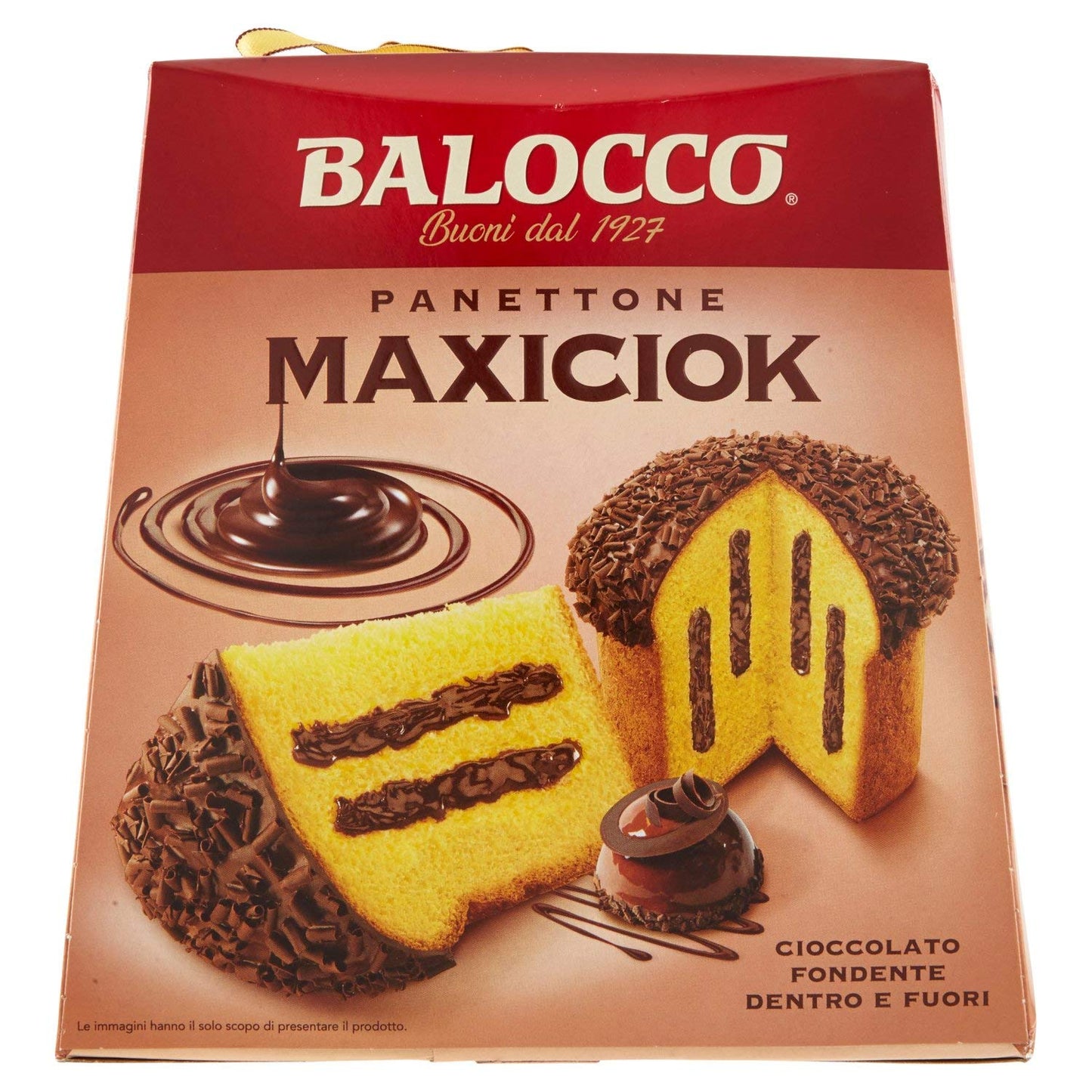 Balocco: "MaxiCiok" Panettone with Dark and White Chocolate Cream 28.21 Ounces (800g) Package [ Italian Import ]