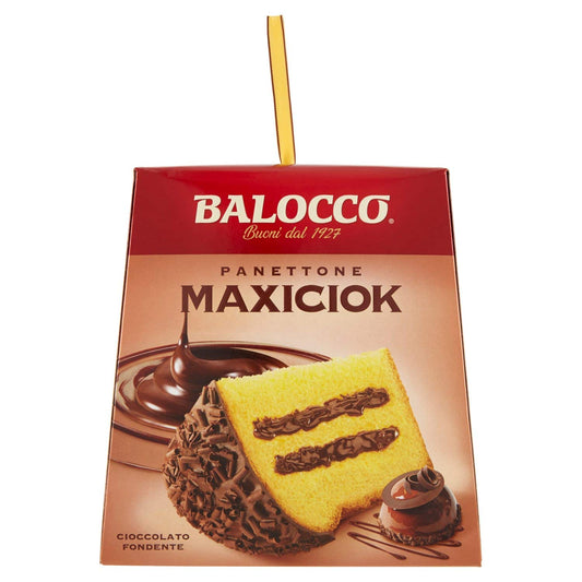 Balocco: "MaxiCiok" Panettone with Dark and White Chocolate Cream 28.21 Ounces (800g) Package [ Italian Import ]