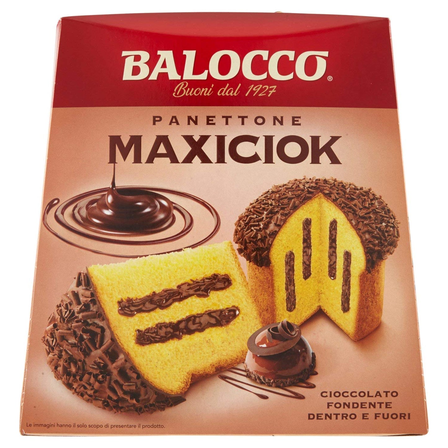Balocco: "MaxiCiok" Panettone with Dark and White Chocolate Cream 28.21 Ounces (800g) Package [ Italian Import ]