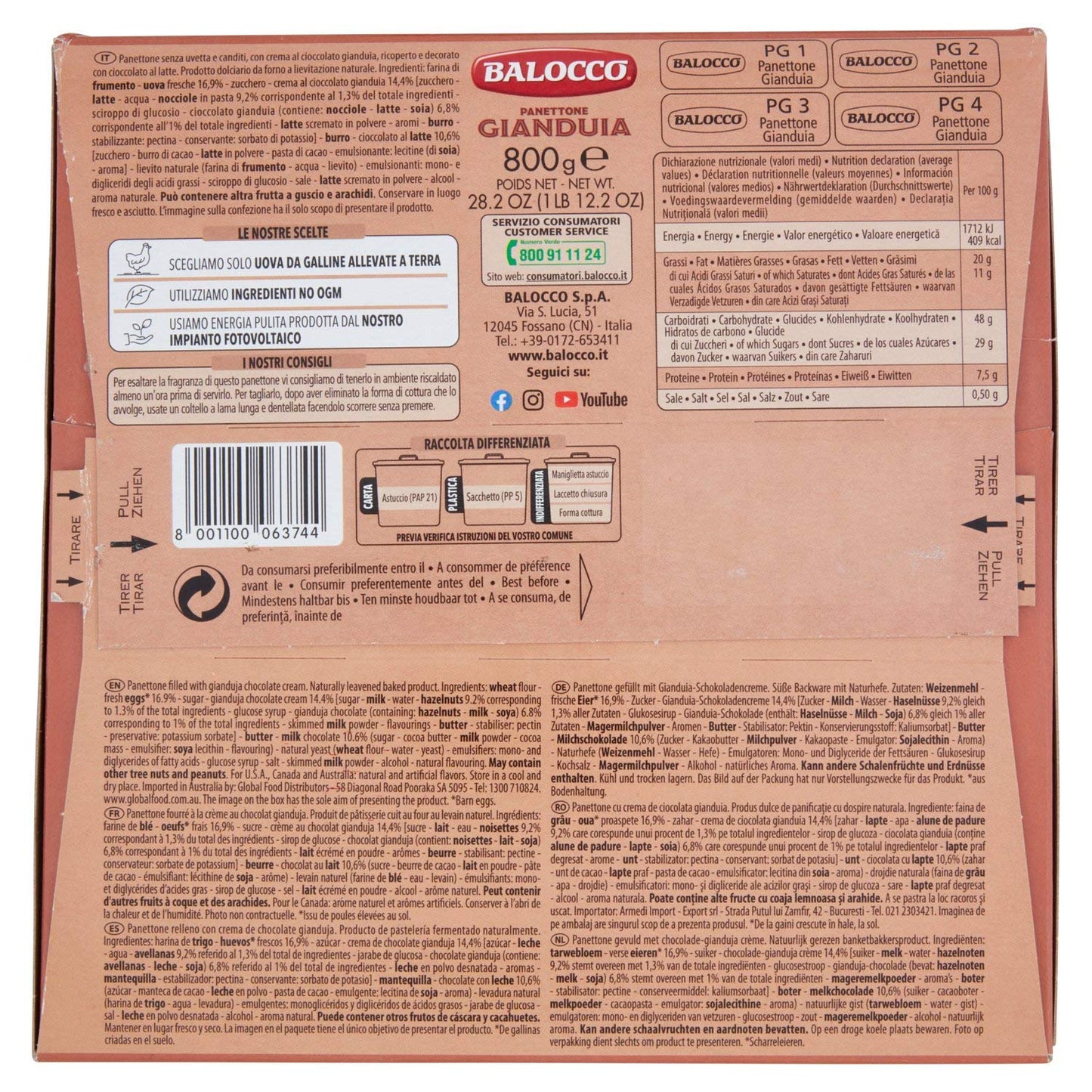 Balocco Panettone Gianduia Cake, 800 Gram